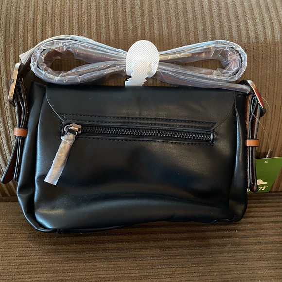 ROOTS Black Purse with Tan Strap - Picture 3 of 6